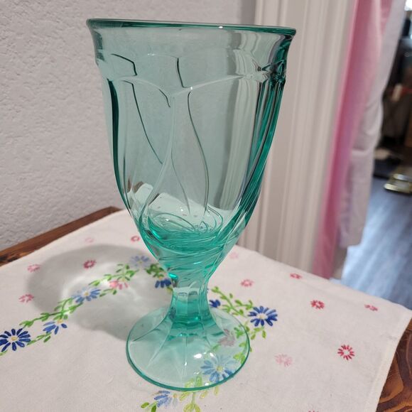 Vintage Noritake Sweet Swirl Aqua Ice Tea Glass Goblet Tumbler 8oz Set of 4 Cups - Picture 3 of 13